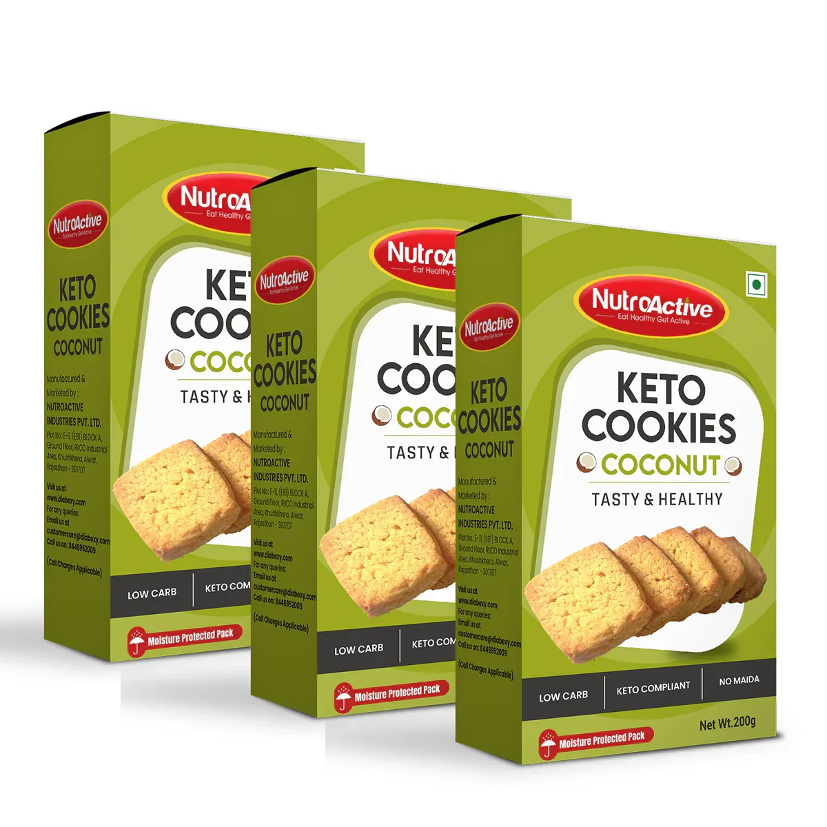 NutroActive Keto Coconut Cookies, 15% Net Carb Zero Sugar, Gluten Free - 200g - Image 5