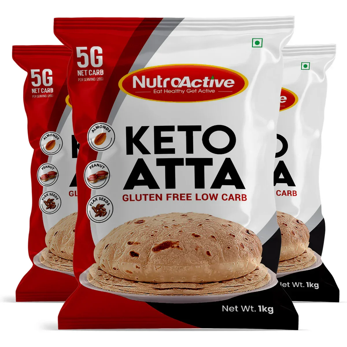 NutroActive Keto Atta Gluten Free Ultra Low Carb Flour - 1kg - Image 3
