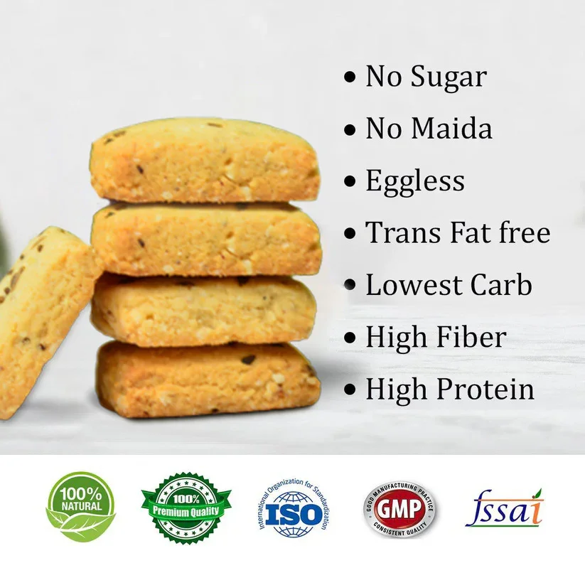 NutroActive Keto Jeera Cookies Salted 0.5g Net Carb Zero Sugar - 200g - Image 5