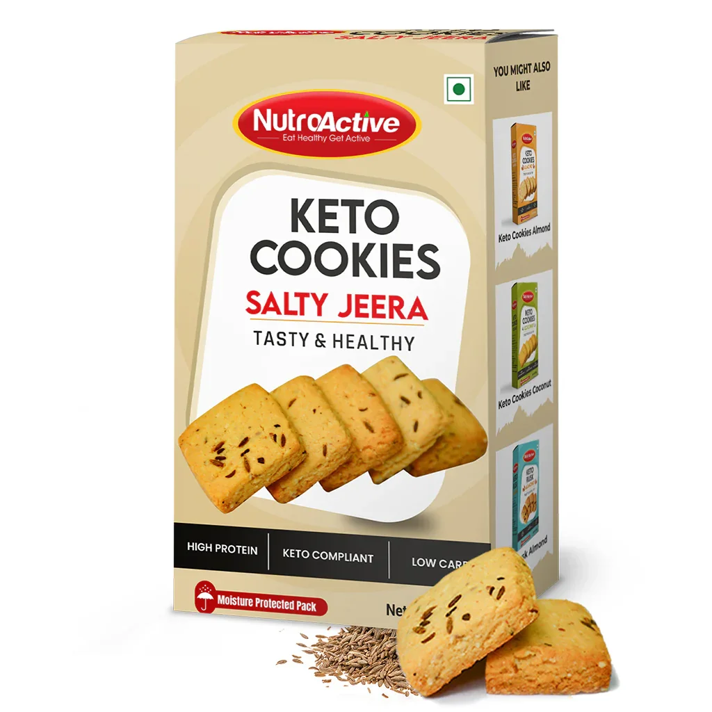 NutroActive Keto Jeera Cookies Salted 0.5g Net Carb Zero Sugar - 200g - Image 7