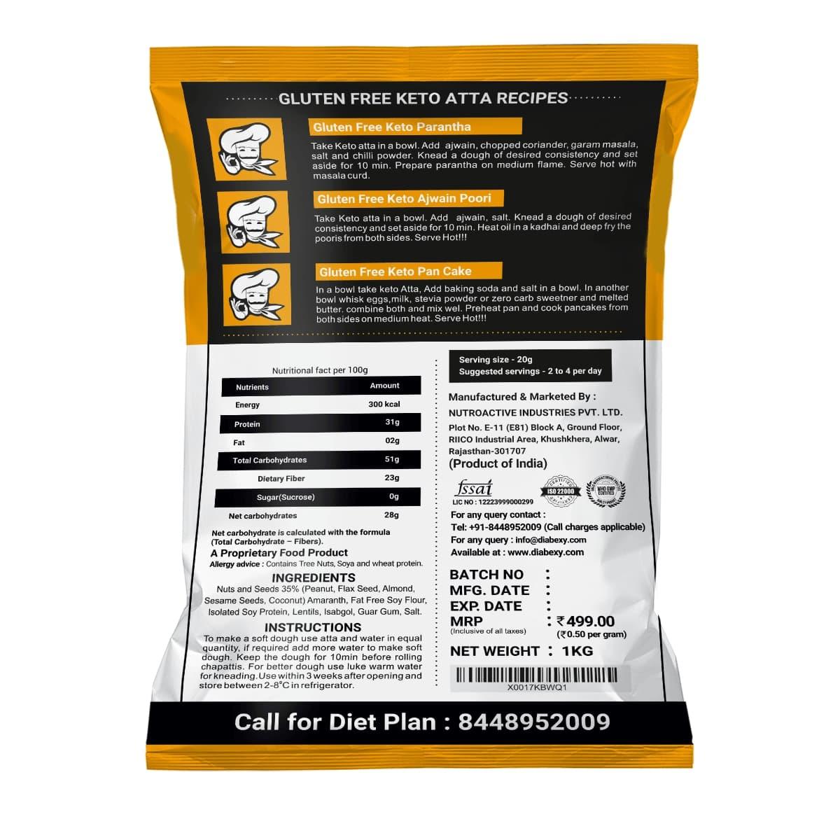 Premium Weight Loss Kit (Keto atta 1 kg, Lipolyzer Tummy tablet, Keto Food List & 15 days Diet Plan (Download) - Image 3