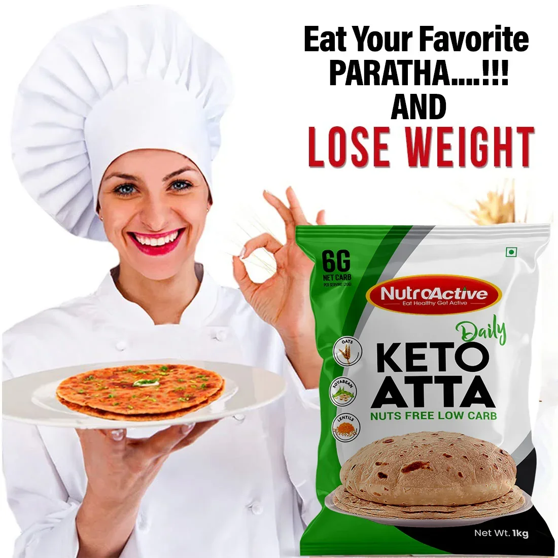 Weight Loss Kit (Keto Atta Daily 1 kg, Lipolyzer Tummy Tablet, Keto Food List - Image 4